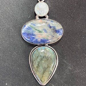 Rainbow Moonstone Sodalite and Labradorite Crystal Stone Jewelry Pendant